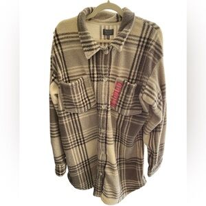 #2949 NWT BERKLEY JENSEN Gray Plaid Polar Fleece Shacket